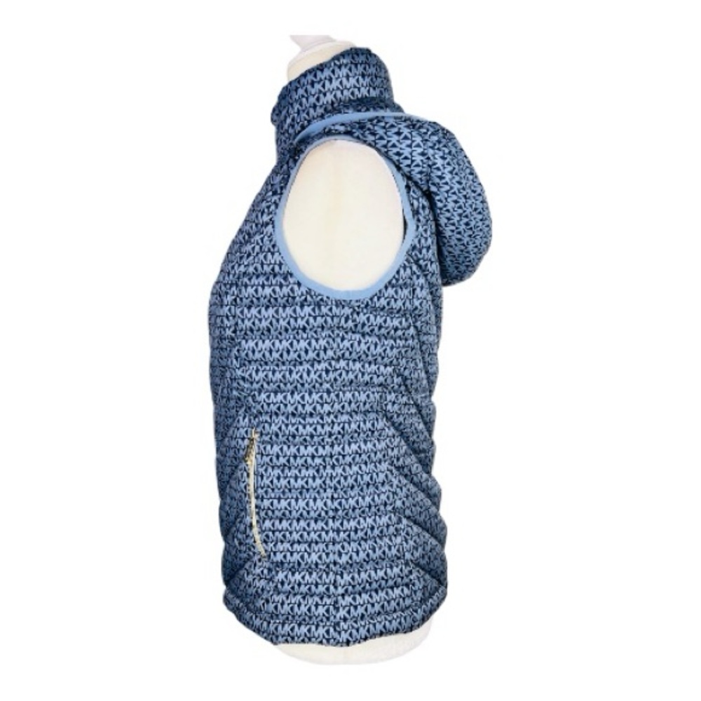 Michael Kors Navy/Blue Packable Down Fill Hood Quilted Puffer Vest - Picture 5 of 16